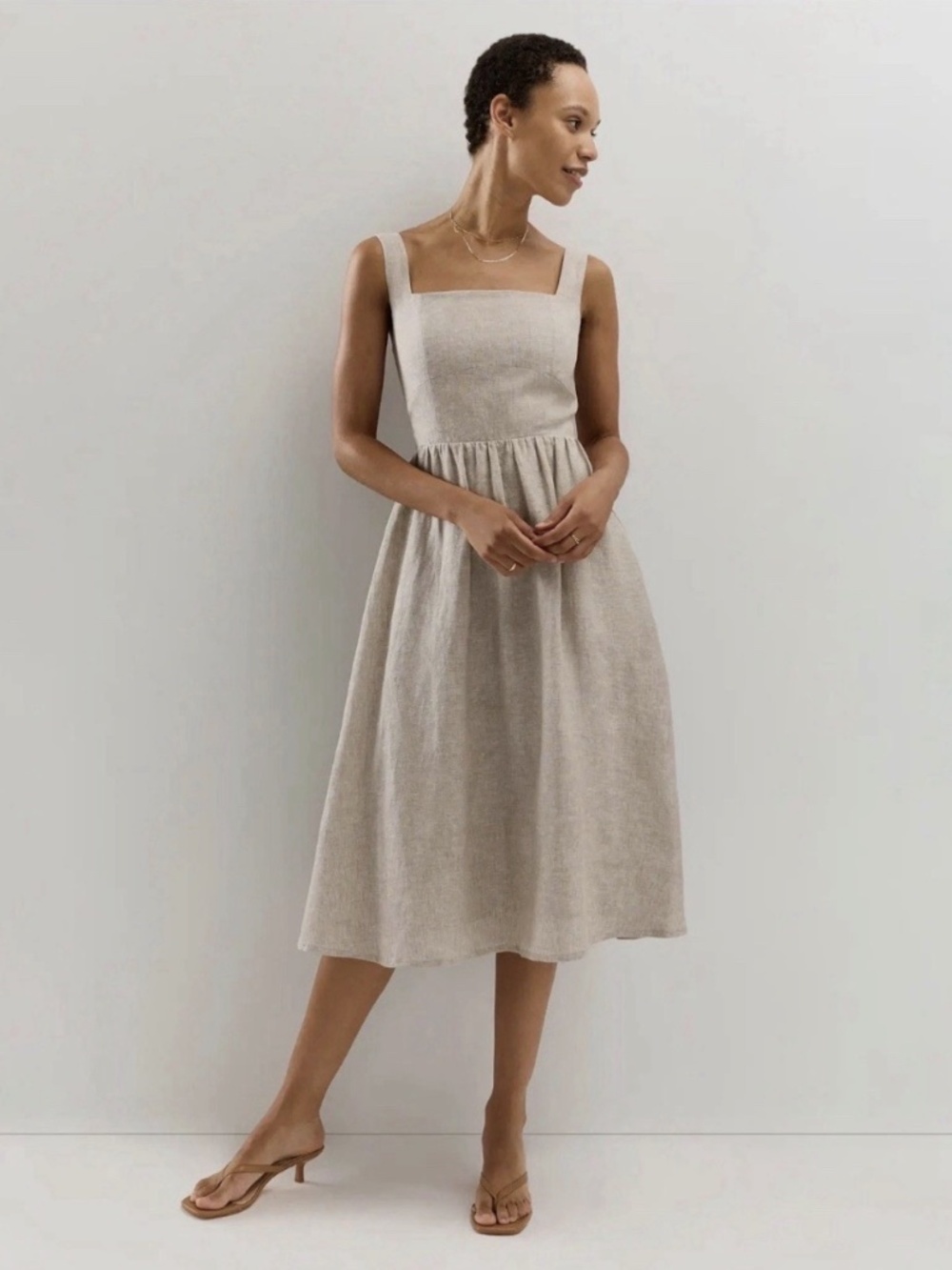 NWT Quince 100% European Linen Fit & Flare Midi Dress